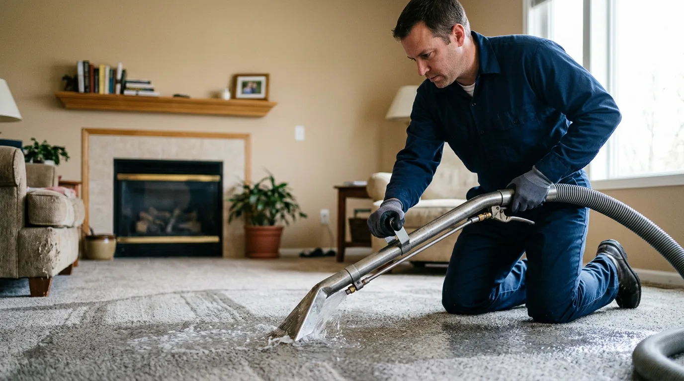 Water damage restoration technician working near Malden, MA